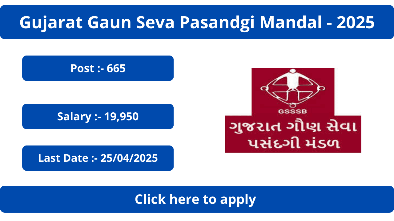 Gujarat Gaun Seva Pasandgi Mandal Recruitment 2025